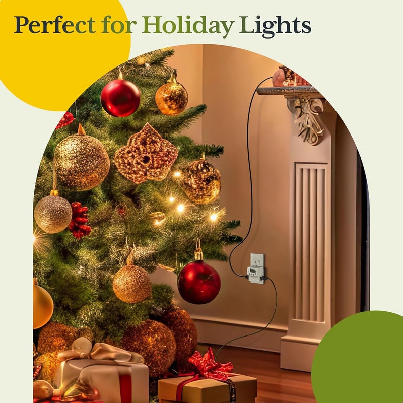 TG Heavy Duty Programmable Plug-in Digital Timer for Electrical Outlets, 7-Day Schedule, Random Mode, Daylight Savings, White - Image 3